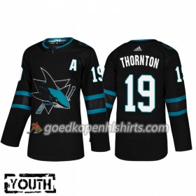 San Jose Sharks Joe Thornton 19 Adidas 2018-2019 Alternate Authentic Shirt - Kinderen